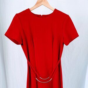 Vintage Scarlett 2000 Short Sleeve Red A Line Long Dress